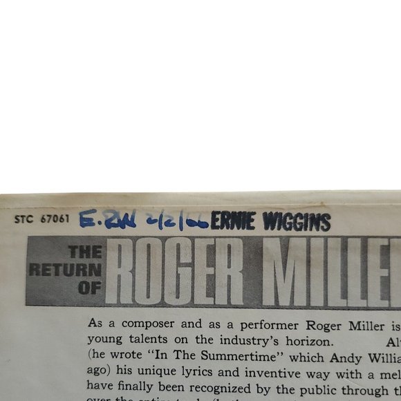 Reel To Reel, Return of Roger Miller, STC 67061, 4 TRACK, King of the Road - Picture 3 of 6